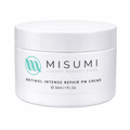 White jar of Misumi Retinol Intense Repair PM Creme on a white background