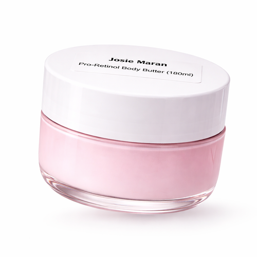 angled view josie maran pro retinol body butter jar 180ml moisturizing glow cream