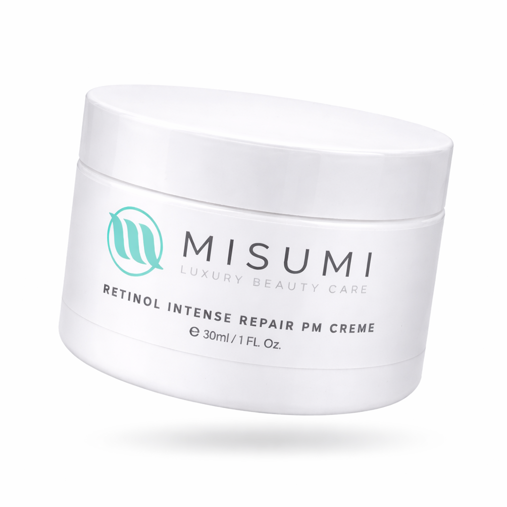 angled view misumi retinol night cream 30ml jar texture and packaging detail