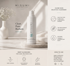 Close-up of Misumi Clear Skin Salicylic Cleanser 120ml label showing triple-acid formula and key ingredients