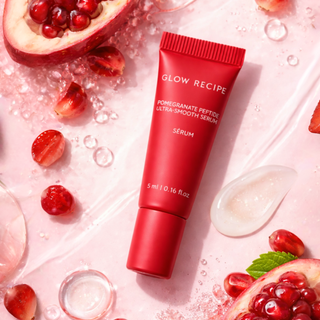 Pomegranate ingredient skincare shot with Glow Recipe peptide serum antioxidant rich formula